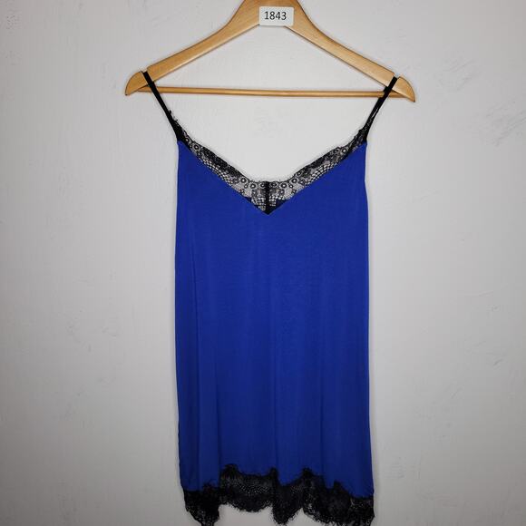 P.J. Salvage Womens Slip Dress Size Large Blue Lace Trim Eyelet - Picture 1 of 11